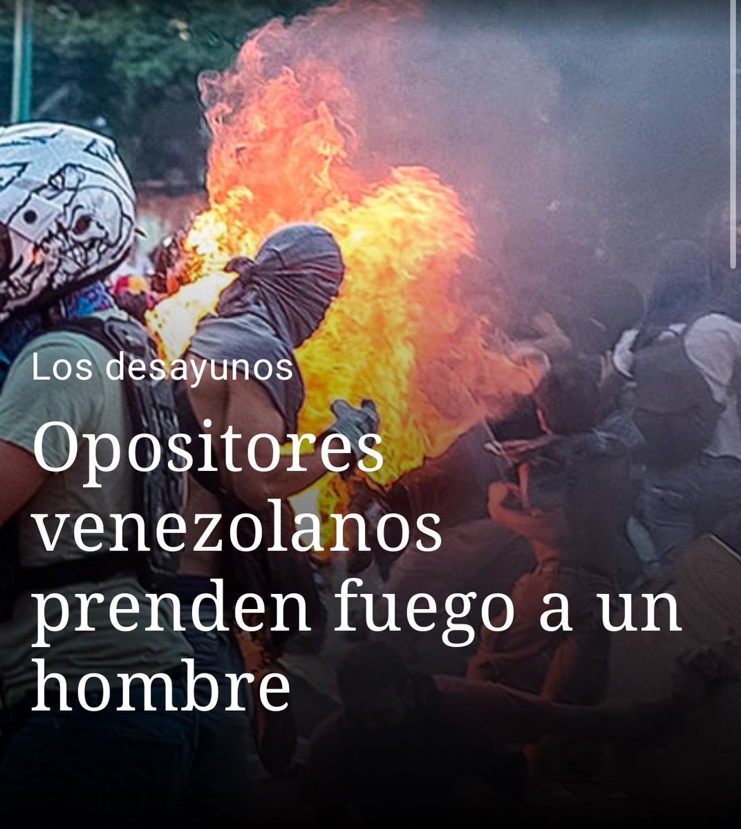 <a href="/el_pais/">EL PAÍS</a> <a href="/FernandoPeinado/">Fernando Peinado</a> Celebrando que un país extranjero ha bombardeado su país y asesinado a compatriotas inocentes.

Que no justificarían contra españoles que no piensen como ellos. Tenerlos aquí es un peligro. En las marchas que organizaban en Venezuela quemaban vivos a sus rivales políticos.