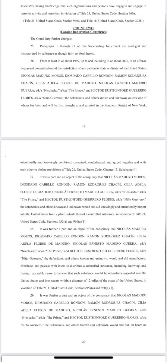 molcranenewman's tweet image. The SDNY indictment against Venezuelan President Nicolas Maduro and his wife, Cilia Flores, has been unsealed. It alleges a narco trafficking conspiracy and names four others as defendants.