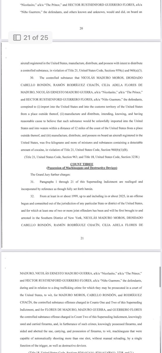 molcranenewman's tweet image. The SDNY indictment against Venezuelan President Nicolas Maduro and his wife, Cilia Flores, has been unsealed. It alleges a narco trafficking conspiracy and names four others as defendants.