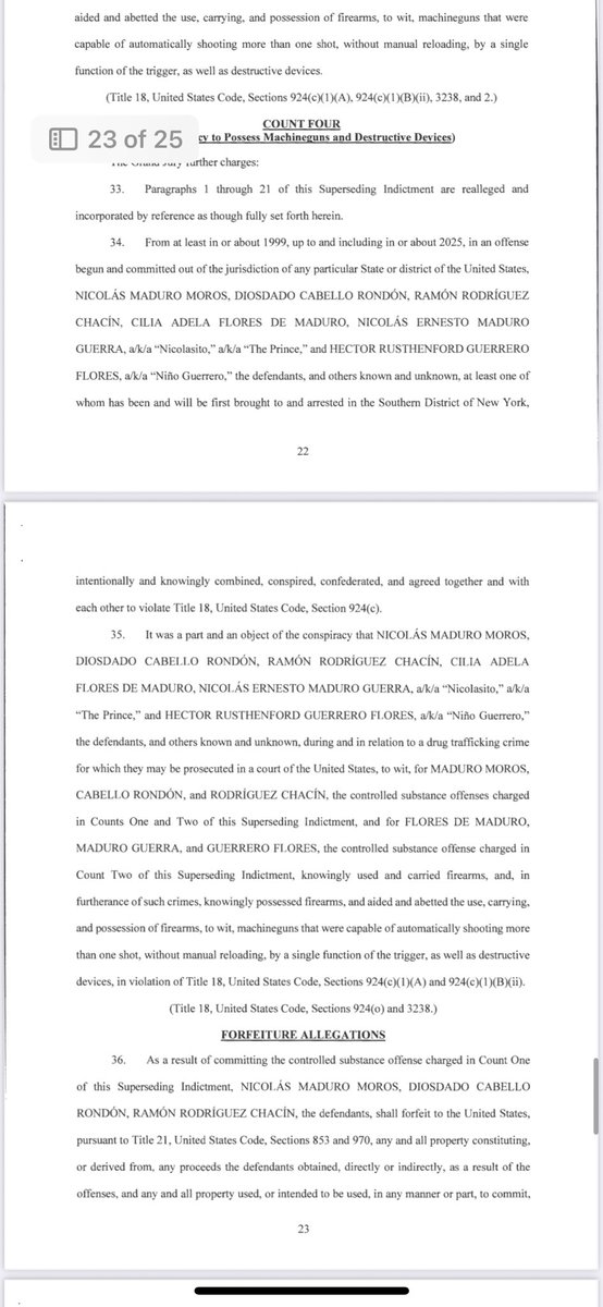 molcranenewman's tweet image. The SDNY indictment against Venezuelan President Nicolas Maduro and his wife, Cilia Flores, has been unsealed. It alleges a narco trafficking conspiracy and names four others as defendants.