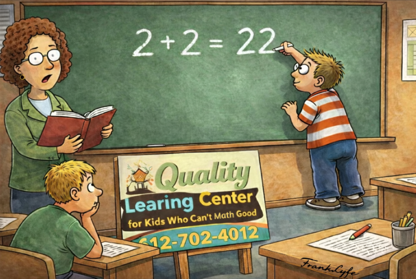 OfficalGPVibes's tweet photo. 2 + 2 = 22. Change my mind. Proud alumni of the " Quality #learingcenter " #NewMath #PublicEducation https://t.co/i3qU7Pvpl1