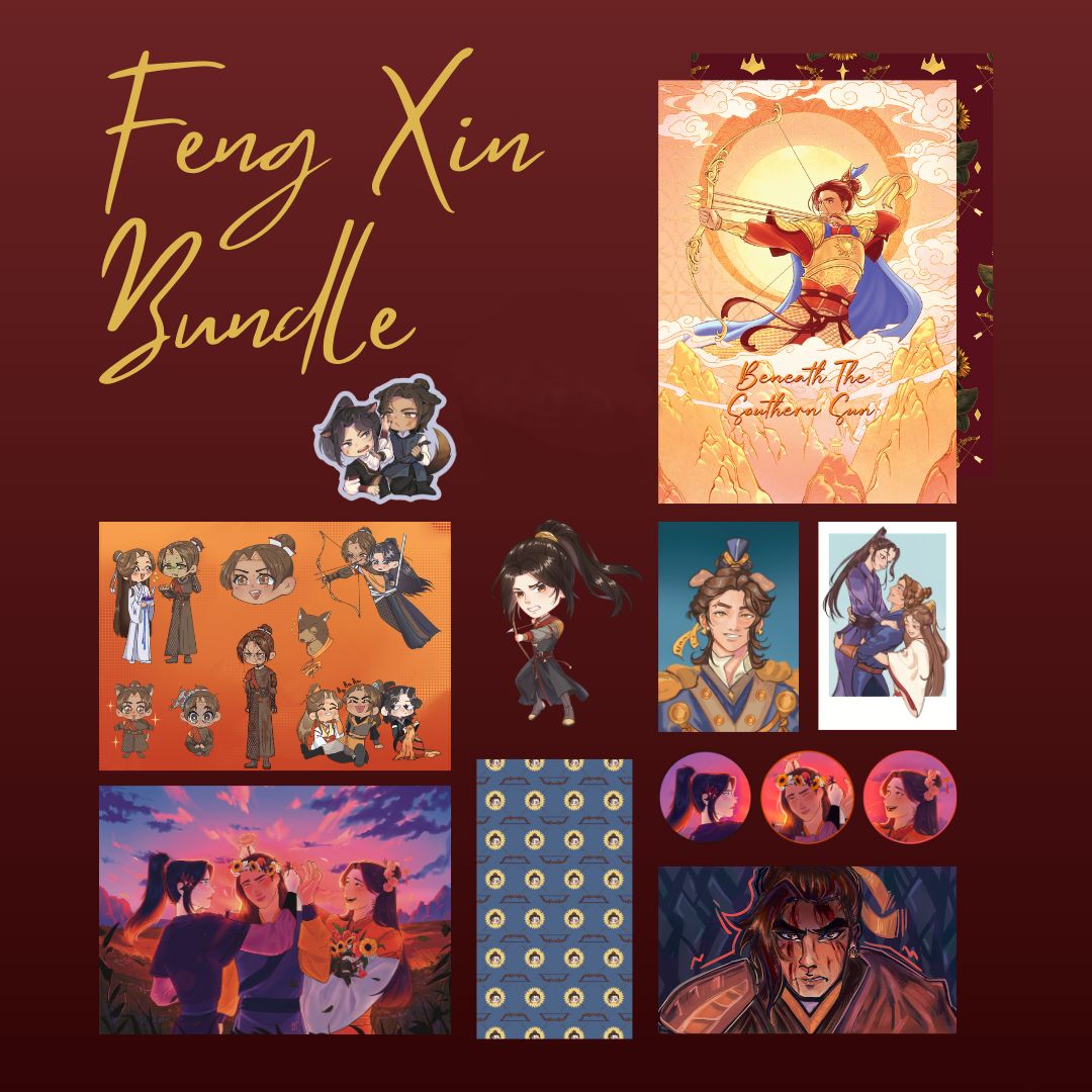 fengxinzine's tweet image. Happy weekend! 🌞 Please have a look at our Feng Xin Bundle (flat bundle), and the Ju Yang Bundle (merch only). 🏹 Both come with amazing items, so make sure to get yours: feng-xin-zine.bigcartel.com #fengxin #tgcf
