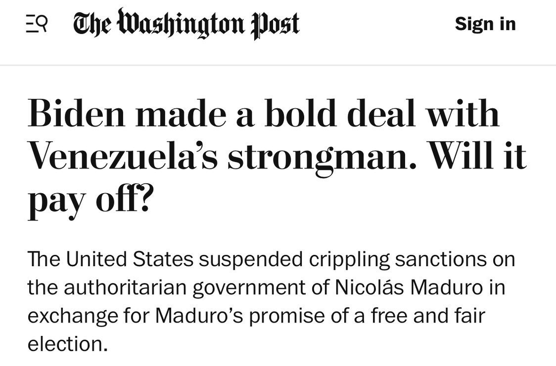 Geiger_Capital's tweet image. Biden removed Trump’s sanctions on Maduro if he "promised" to hold a free and fair election…

Maduro laughed in Biden’s face.
He’s no longer laughing.