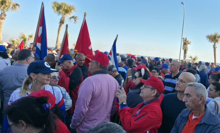 InderCuba's tweet photo. #InderCuba en la Tribuna Antimperialista, sumado a la condena de la agresión militar 
contra Venezuela, expresión del terrorismo de estado que practica y estimula el imperialismo yanqui.
#DeporteCubano 
#CubaConVenezuela https://t.co/IP4febqLFd