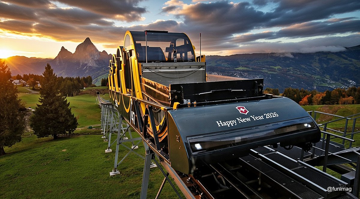 funimag's tweet photo. Happy New Year 2026 / Bonne année 2026 🎄🍾🥂 🥳  
#funicular #photography #Stoos #Stoosbahn #Schwyz #Switzerland #sunset #photooftheday #SwissAlps https://t.co/mUY3Yx8yWX