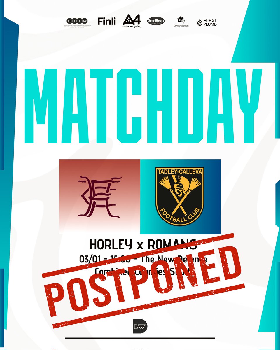 Unfortunately today's fixture away at Horley Town has fallen foul of the frozen temperatures and has been postponed. 

A new date will be scheduled and we look forward to a massive league cup clash at home to Fleet Town on Tuesday 💥