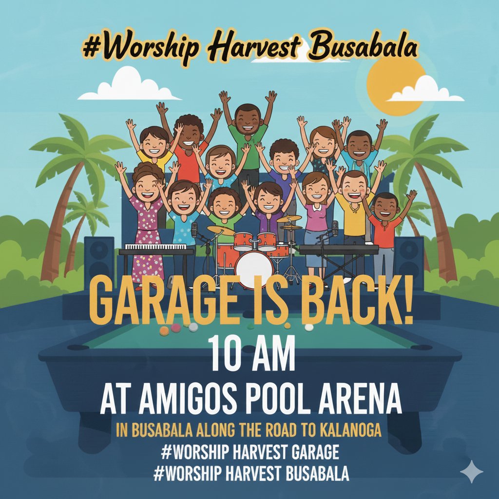 DushabeC's tweet photo. Sunday is Garage Time . 
@worship_harvest 
@Bee3Byemanzi 
@mosesmukisa 
#WorshipHarvestBusabala
See you there https://t.co/CtQrBEY4IA