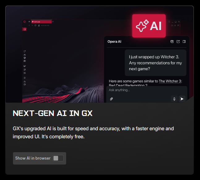 rockstylex's tweet image. chcialam się przenosić na opere gx ze względu na to chroniczne wpychanie mi ai do gardła przez google chrome, a tu takie gówno