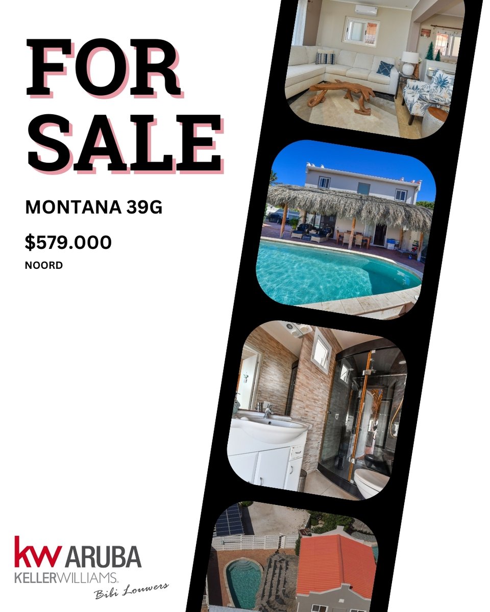 🌴 𝗠𝗼𝗻𝘁𝗮𝗻𝗮 𝟯𝟵𝗚 
Set on 882m² in quiet Montana, just 5 min from Aruba’s white sand beaches.
🛏️ 3 beds | 🚿 2.5 baths | 198m² build-up | Extra 24m² apartment

For more details, contact 📞 +297 569 7343 | 📧 bibi.louwers@kw-aruba.com

#ArubaRealEstate #KWAruba #Montana
