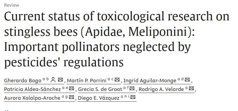 Due to the essential ecological and economical role of stingless bees, it is crucial to include them in pesticide regulation guidelines and risk assessments.

sciencedirect.com/science/articl…
