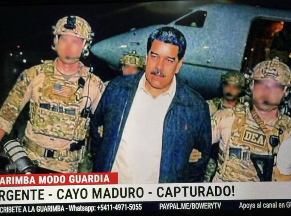 JesusMartinMx's tweet photo. Primera imagen oficial de Nicolás Maduro DETENIDO por la DEA. ¡Que momento! @realDonaldTrump @SecRubio @PamBondi @Claudiashein @lopezobrador_ @_JRLB_ @AndyLopezBeltra https://t.co/oZlLElqmBV