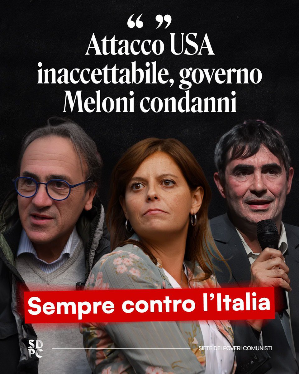 È davvero assurdo come, qualunque cosa accada nel mondo, la colpa finisca sempre - in un modo o nell’altro - sul centrodestra e sul governo Meloni.
Possibile che non abbiate mai la dignità e la capacità di schierarvi, almeno una volta, dalla parte dell’Italia?