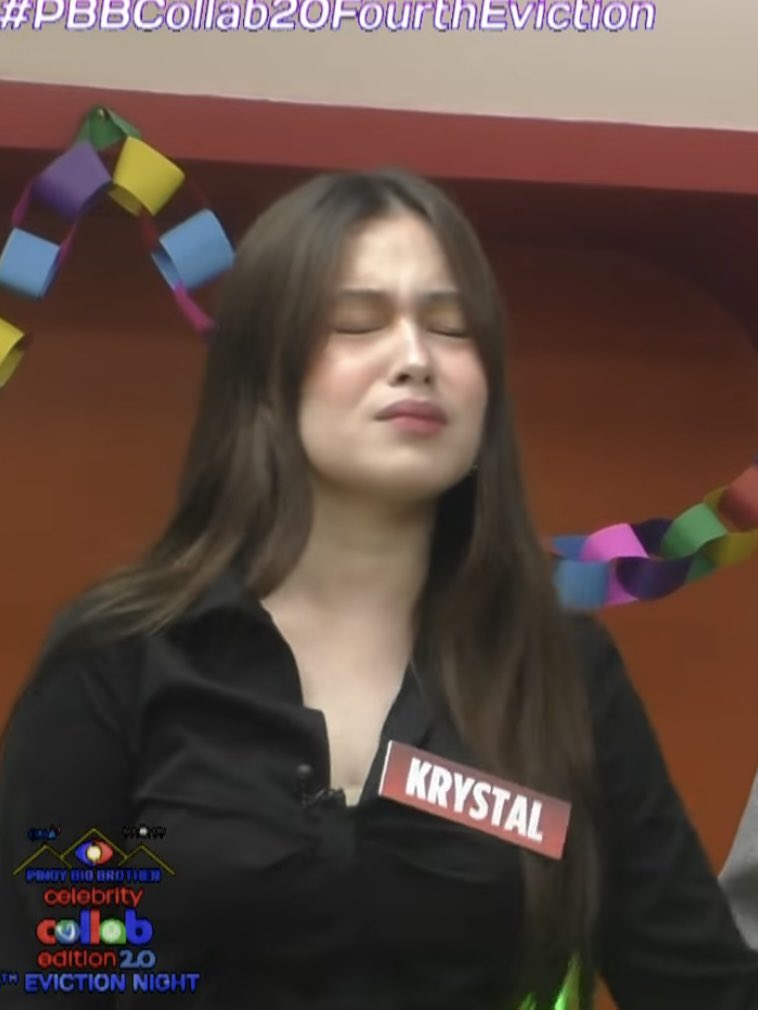 krystal’s reaction every after announcement that she’s safe. instead of relief i feel like she’s sad na other housemates couldn’t continue their pbb journey 😭
 #PBBCollab20FourthEviction