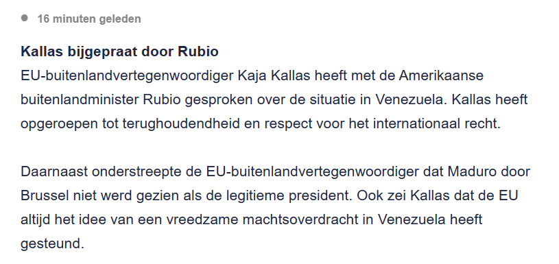 martijntjesmits's tweet photo. Kallas: "oproepen tot terughoudendheid"
Van Weel; "situatie is onduidelijk"
Wáár is de strenge internationale veroordeling van de agressieve, illegale aanval op #Venezuela door de VS, een NAVO-bondgenoot?
Deze dubbele moraal is onverdraaglijk. https://t.co/m7yCks17KE