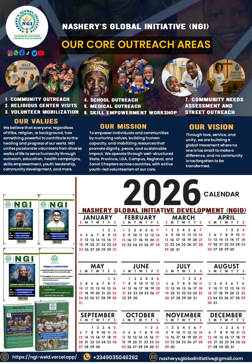 NGI 2026 CALENDAR!

The NGI 2026 Calendar is officially out.
It reflects our mission, values, and core outreach focus for the year ahead; guiding our chapters, leaders, volunteers, and partners as we work together for greater impact....