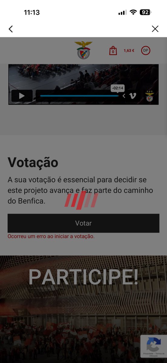 30 minutos a tentar e nada … nem uma votação é operacional quanto mais o Benfica distrit