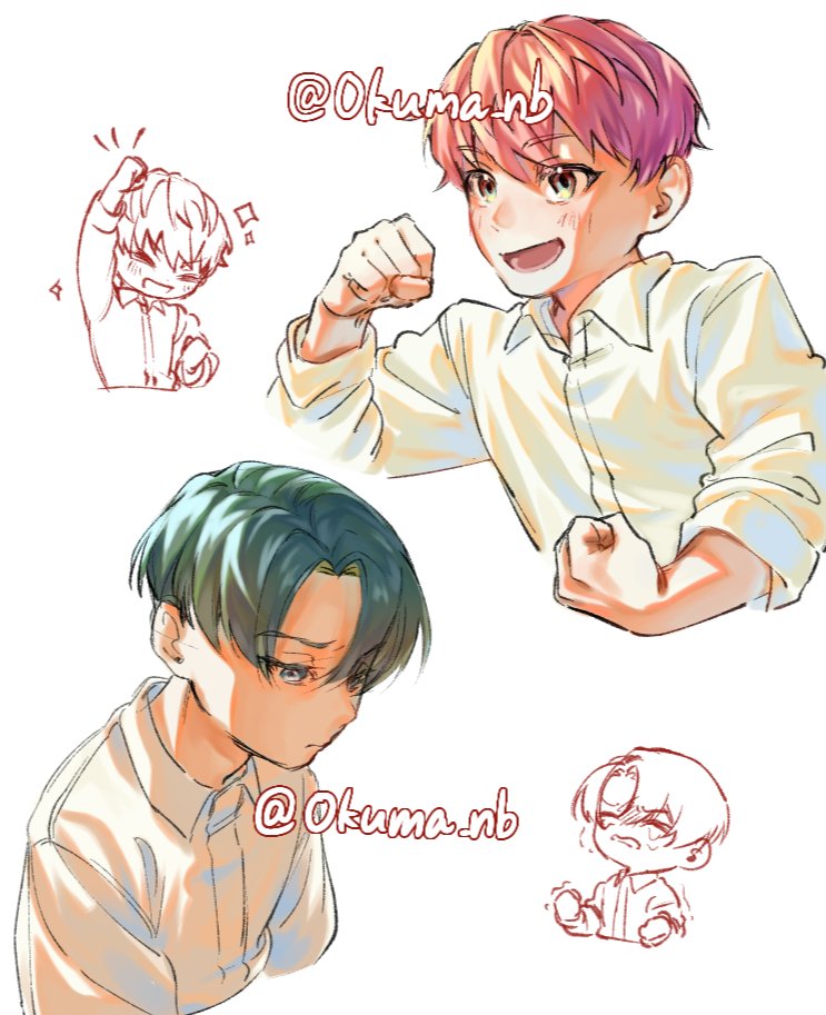 タキとユジ
(色塗りの練習をしていたため二人ともワイシャツです🙏)