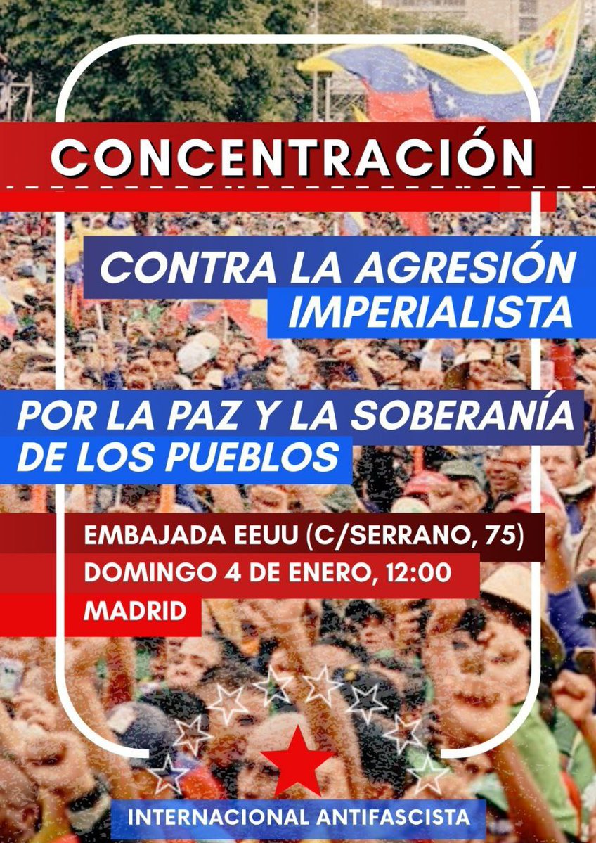 Ni un paso atrás contra el imperialismo de Trump, que codicia los recursos de Venezuela.

🇻🇪 Defendamos el derecho internacional y la paz, ¡el pueblo venezolano es soberano!

Que las calles desborden mañana solidaridad internacionalista ante la agresión a un pueblo hermano.