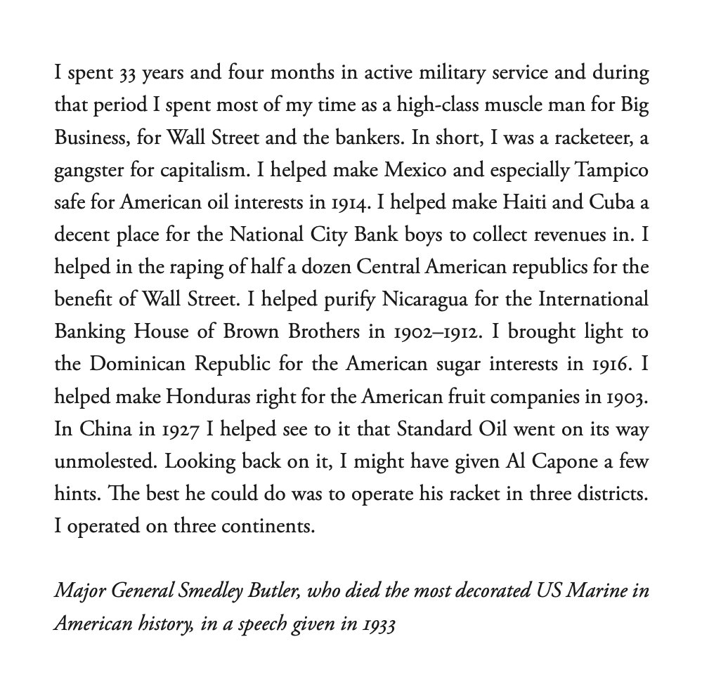 kennardmatt's tweet image. Smedley Butler called it in 1933

Nothing has changed since

The US empire must be defeated