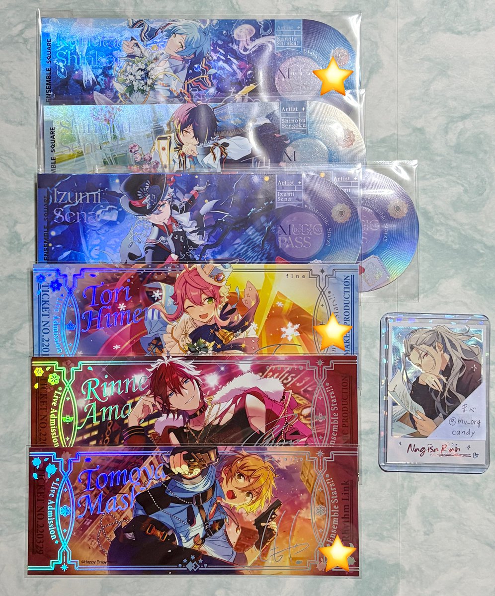 譲渡 あんスタ 中国 ホロチケ 心悦 3弾

譲)桃李2 北斗 スバル 真緒 奏汰 宗 ひなた HiMERU ニキ 薫 友也 なずな 凛月 斑2
2枚目過去弾/奏汰 忍 泉2 桃李 燐音 友也

求)1枚目…240円/枚、2枚目…180円/枚
上記額+送料

▶無印は⭐️同数お迎えください🙇(桃李はキャラ毎◎)

→