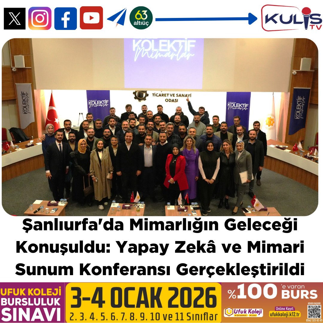 Şanlıurfa’da Mimarlığın Geleceği Konuşuldu: Yapay Zekâ ve Mimari Sunum Konferansı Gerçekleştirildi 

Şanlıurfa’da mimarlık ve teknolojiyi buluşturan önemli bir etkinlik hayata geçirildi. Kendilerini Kolektif Mimarlar olarak tanımlayan mimar grubu tarafından düzenlenen “Yapay Zekâ