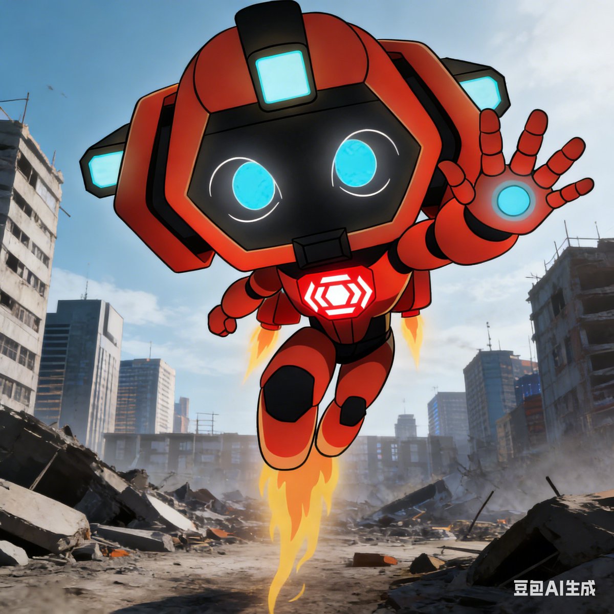 deadonthestick's tweet photo. @linera_io’s Codex Defender: a fiery red robot, strong and swift in defense. https://t.co/TlKgOzkoP2