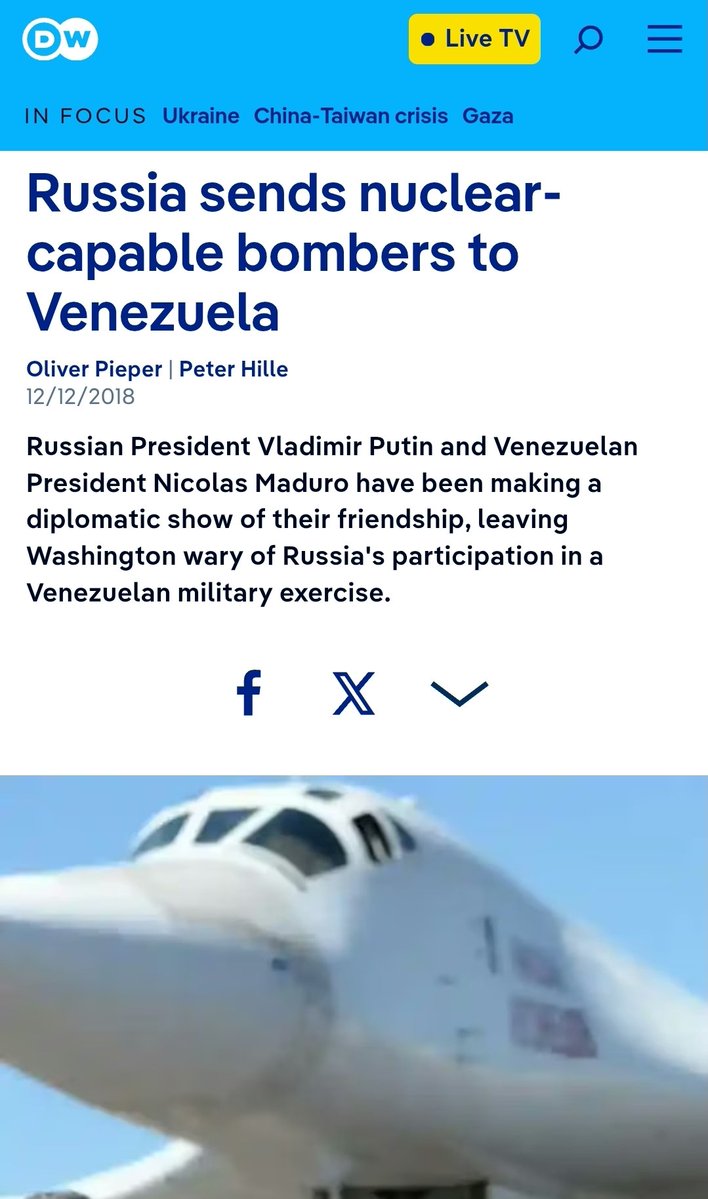 Things that happened immediately after Maduro faced mass unrest for refusing to accept his 2018 landslide election loss.

- Called Putin
- Scary Russian nuclear bombers arrived
- Wagner mercenaries arrived
- Central Bank gold given to Russia
- Venezuelan state oil company moved