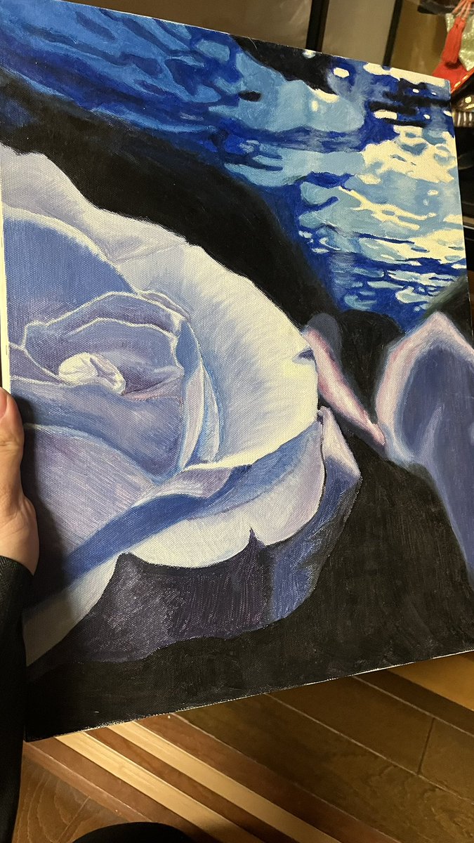 実家に帰ったら中学生の頃描いた油絵が出てきた！！つたない……！！