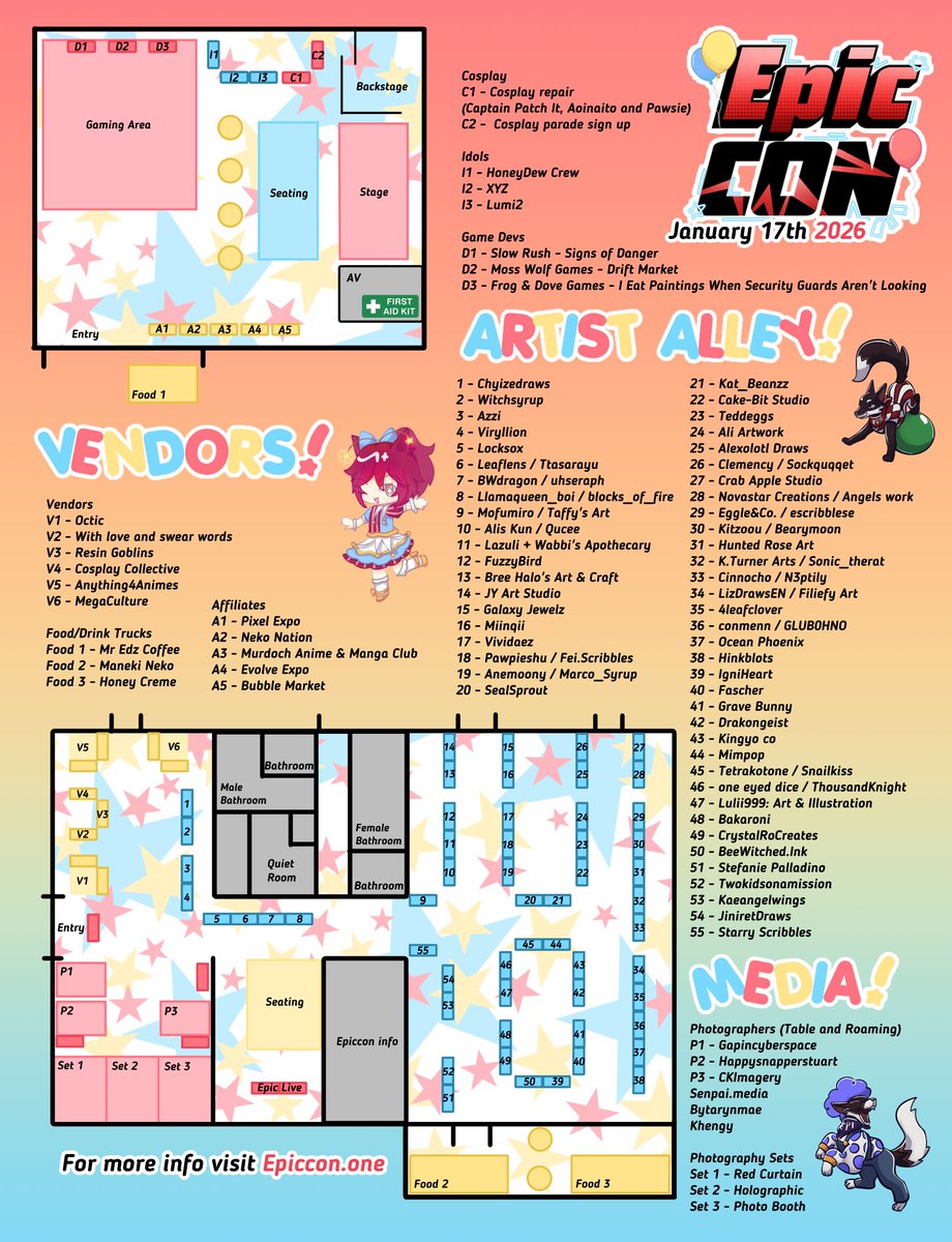 COME ONE, COME ALL EPICCON 2026: CARNIVAL IS ONLY 2 WEEKS AWAY!! 🎉

🎢Find all you need to find by looking at our map from Exhibitors to the Stage. 

🎟️Make sure to get your tickets early by purchasing them online, tickets can be found on our website attached in our bio.