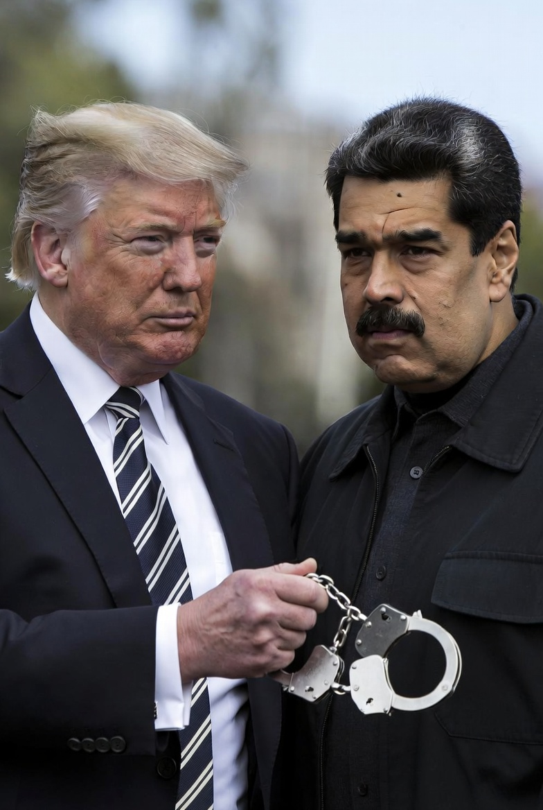 FightLeft's tweet image. "Hey, Nick. I got some shiny new bracelets for you. Go on, try 'em on." #Venezuela #maduroarrest #Trump