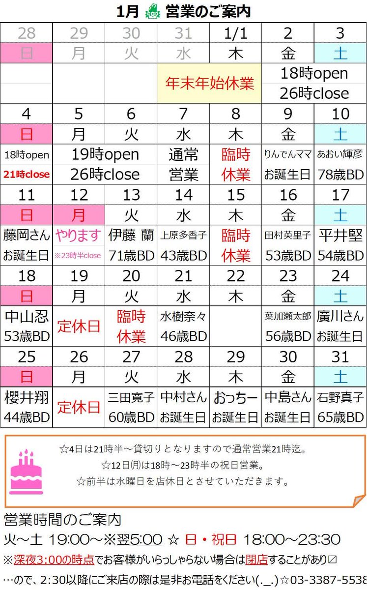 bar_request's tweet image. 🎍謹賀新年🎍

あけましておめでとうございます。
旧年中は格別のご高配を賜り、誠にありがとうございました。

本年も2日より営業スタート。
おせち・筑前煮・お雑煮と色々こしらえました。
なかなか評判よし😆

1月少々イレギュラーな営業予定となっておりますが本年もどうぞ宜しくお願い致します。