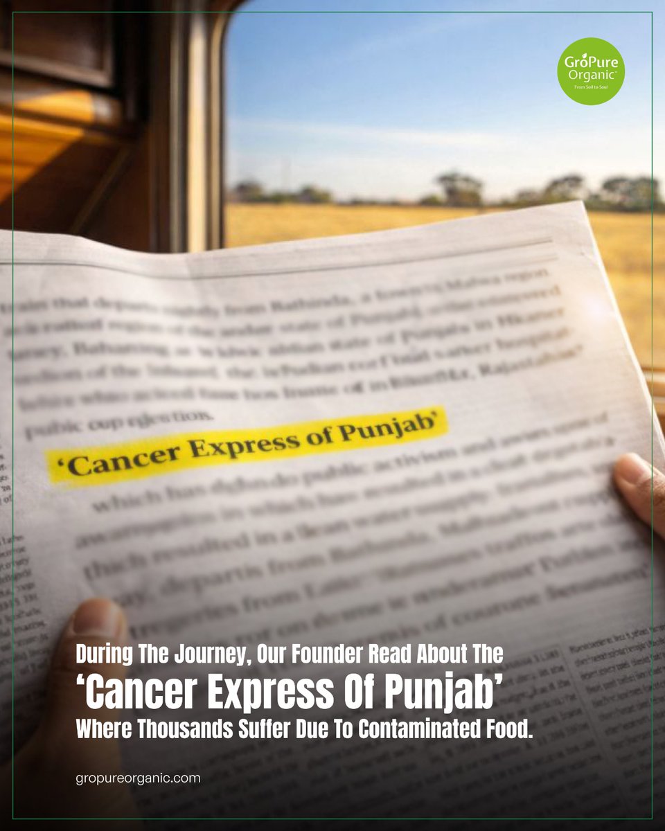 GropureOrganic's tweet image. A simple train journey raised a powerful question:
Is the food we eat every day actually safe?

That question became our mission — to bring pure, chemical-free food to every home. 🌱
#GroPureOrganic #EatPure #FoodSafety