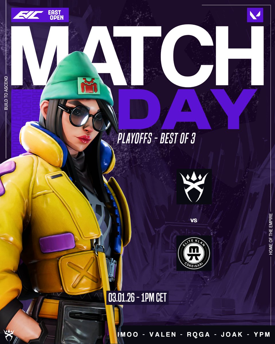 <a href="/EVCtournaments/">EVC</a> x <a href="/valleague_ne/">Samsung Odyssey Challengers NORTH//EAST</a> OPEN QUALIFIER PLAYOFFS 📢

We are up against <a href="/eliteklangg/">Elite Klan CSKeisari</a> in the Round of 16, fighting towards a qualification slot. 

🏹 <a href="/RqGaFPS/">RqGa</a> 
🏹 <a href="/valenvlr/">valenvlr</a> 
🏹 <a href="/imoo_VT/">imooVT</a> 
🏹 <a href="/TvJoak/">Joak</a> 
🏹 <a href="/ypmvl/">YPMvl</a> 

🧠 <a href="/AnselmBKK3R/">Akuma (Anselm)</a> 
💼 <a href="/atomikcy/">Kuro</a> 

POV Stream: