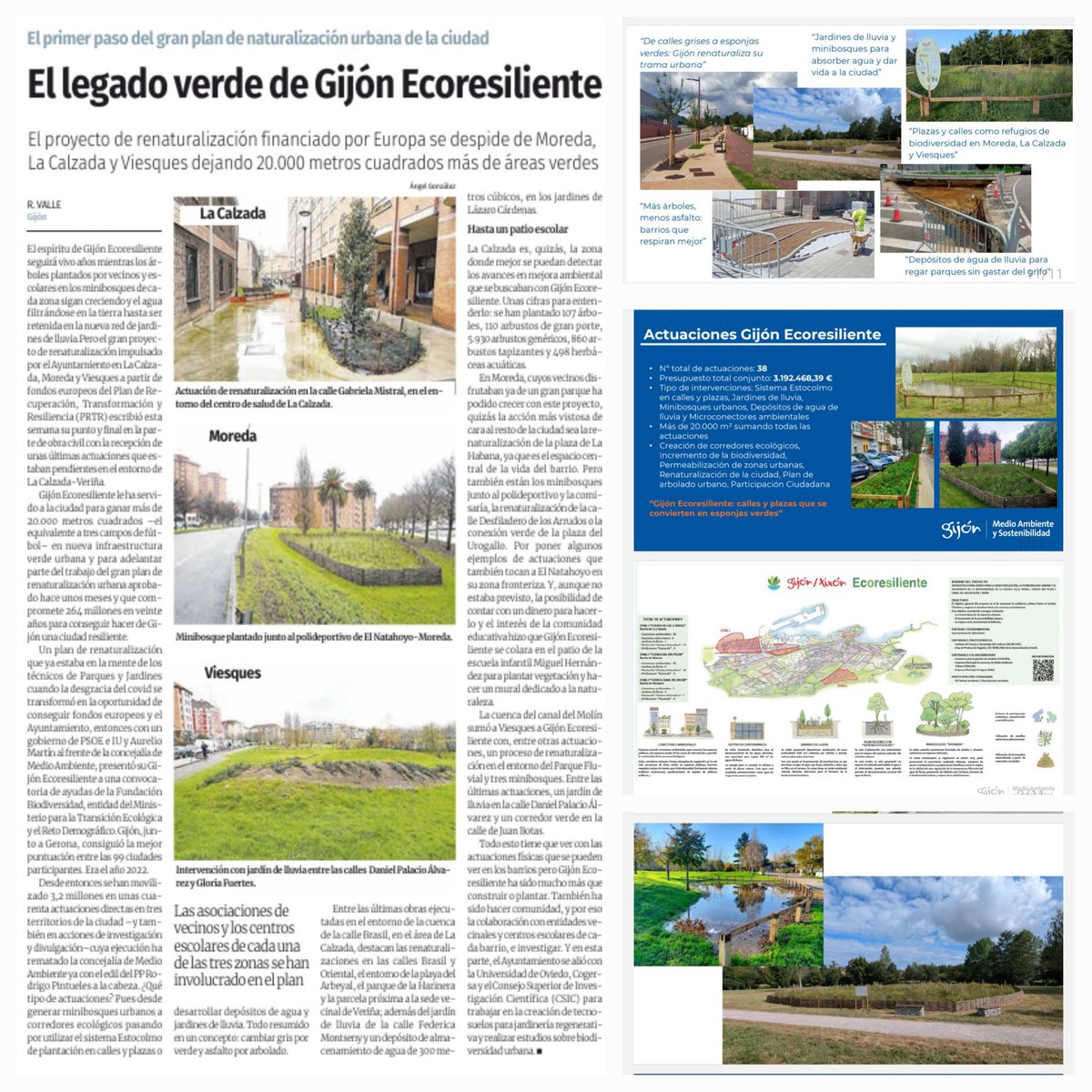 RPintueles's tweet photo. 💯✅️ Finaliza el proyecto 'Gijón Ecoresiliente': 38 intervenciones singulares de naturalización urbana en #LaCalzada, #Moreda y #Viesques para generar 20.000 m² de nueva infraestructura verde.
#Gijón #Xixón #MedioAmbiente #PP 
📰👀 @lanuevaespana ⬇️
https://t.co/pHJUdH1U06 https://t.co/FGNAibgv58