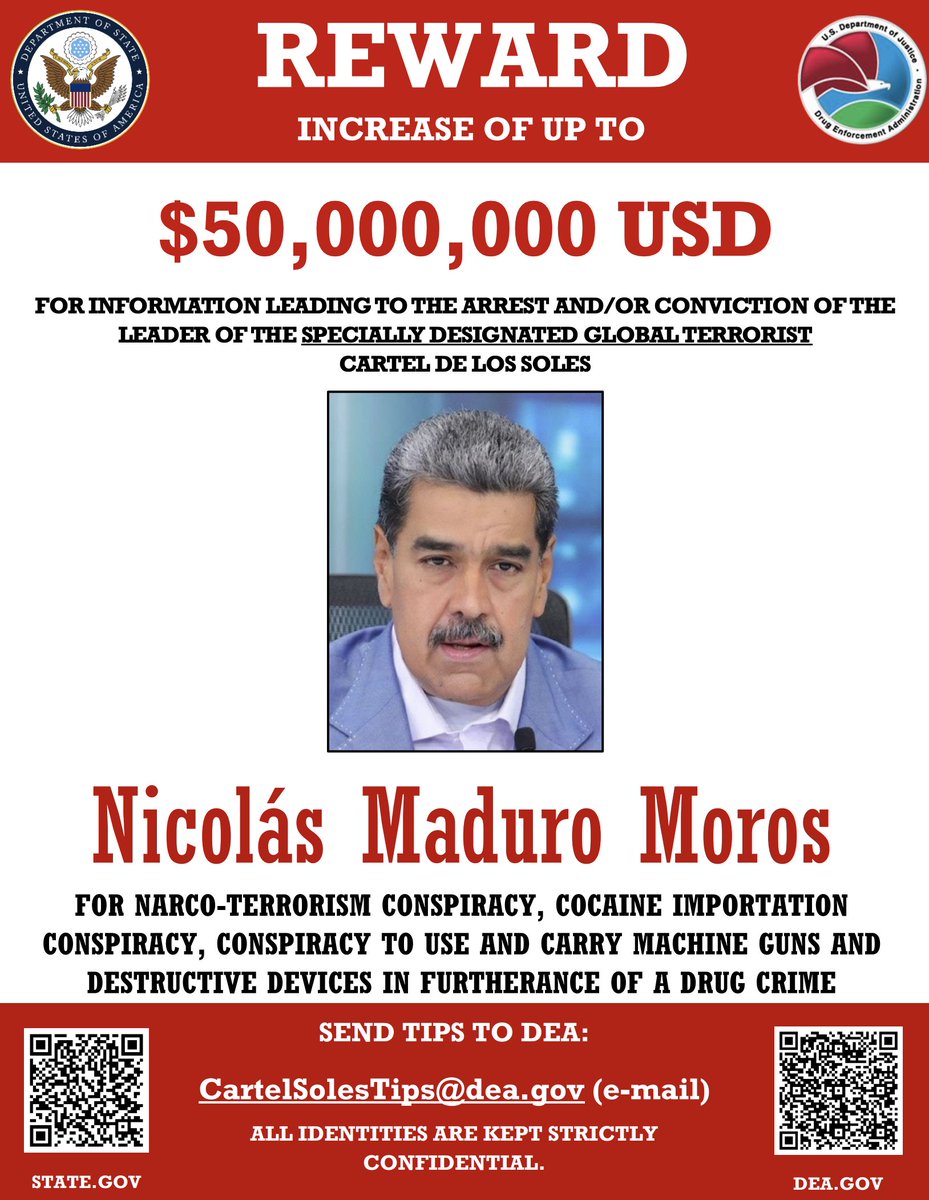 ベネズエラのマドゥロ大統領はアメリカから指名手配中で、アメリカ国内で刑事訴追の裁判にかけるため、アメリカの部隊によって逮捕されたと。マドゥロには、米麻薬取締局（DEA）から、逮捕につながる情報に約75億円の報奨金も用意されていた。今回のアメリカの軍事行動は  ...