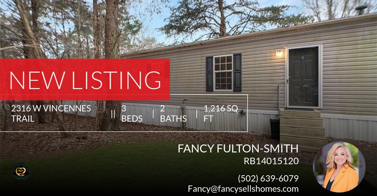 fancyfulton's tweet image. 📍 New Listing 📍 Take a look at this fantastic new property that just hit the market located at 2316 W Vincennes Trl in Salem. Reach out here or at (502) 639-6079 for more information

Make it a great day!

Fancy Fulton- Smith... homeforsale.at/2316_W_VINCENN…