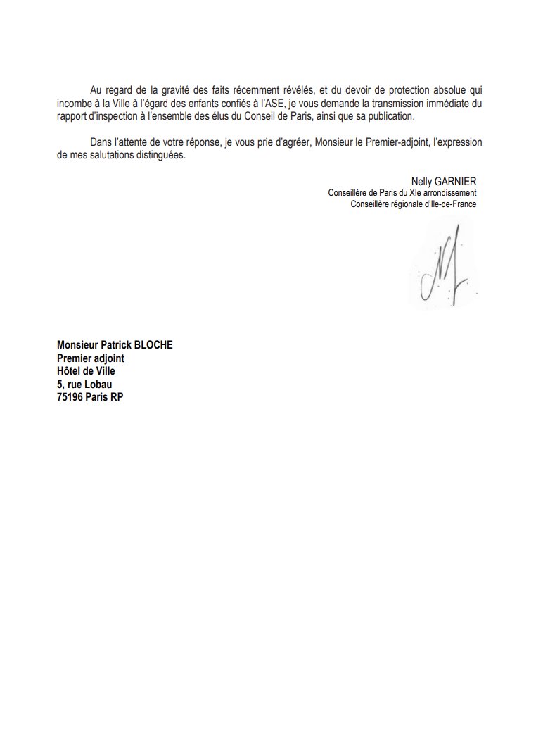 Nouveau viol dans l'aide sociale à l'enfance parisienne sans réaction de la Ville de Paris!
La majorité Hidalgo-Grégoire ne nous a toujours pas transmis le rapport d'inspection sur l'ASE dont nous avons appris l'existence malgré les tentatives de le cacher! Pourquoi?
