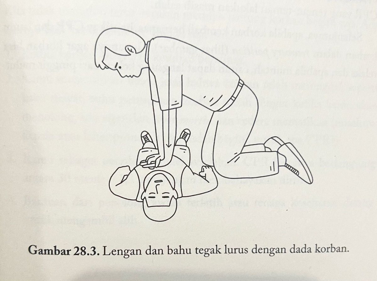 afrkml's tweet image. #SEBARIN
Banyak yg ga ngerti bahwa:
Henti jantung ≠ Serangan jantung.

CPR dilakukan hanya utk henti jantung!

Cara mengenali henti jantung utk penolong awam gk terlatih:
1. Cek respons orangnya dulu, pastiin dia gak sadar.
2. Panggil bantuan secepetnya.
3. Pastikan henti…