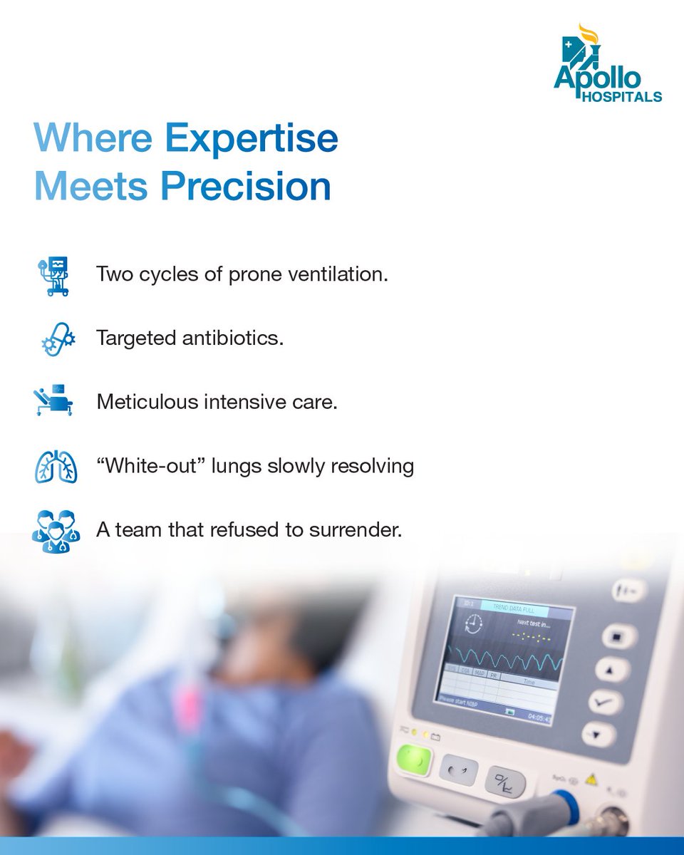 ApolloPune's tweet image. Some battles are fought breath by breath.

From critical emergency intervention to steady recovery — this journey reflects what happens when expertise meets precision, and compassion leads the way.

#ApolloHospitals #Pune #TouchingLives #BeProHealth