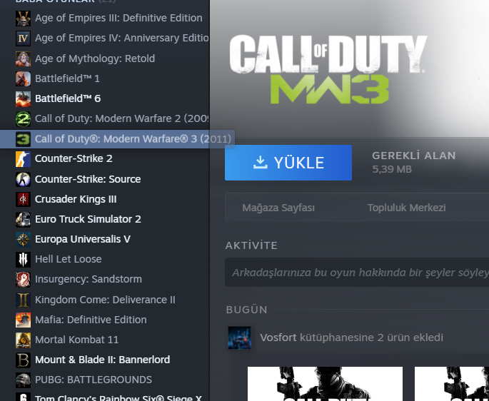 Enayinin birinden 2 dolara cod mw3 aldım. Yer de kaplamıyor 5 mb
