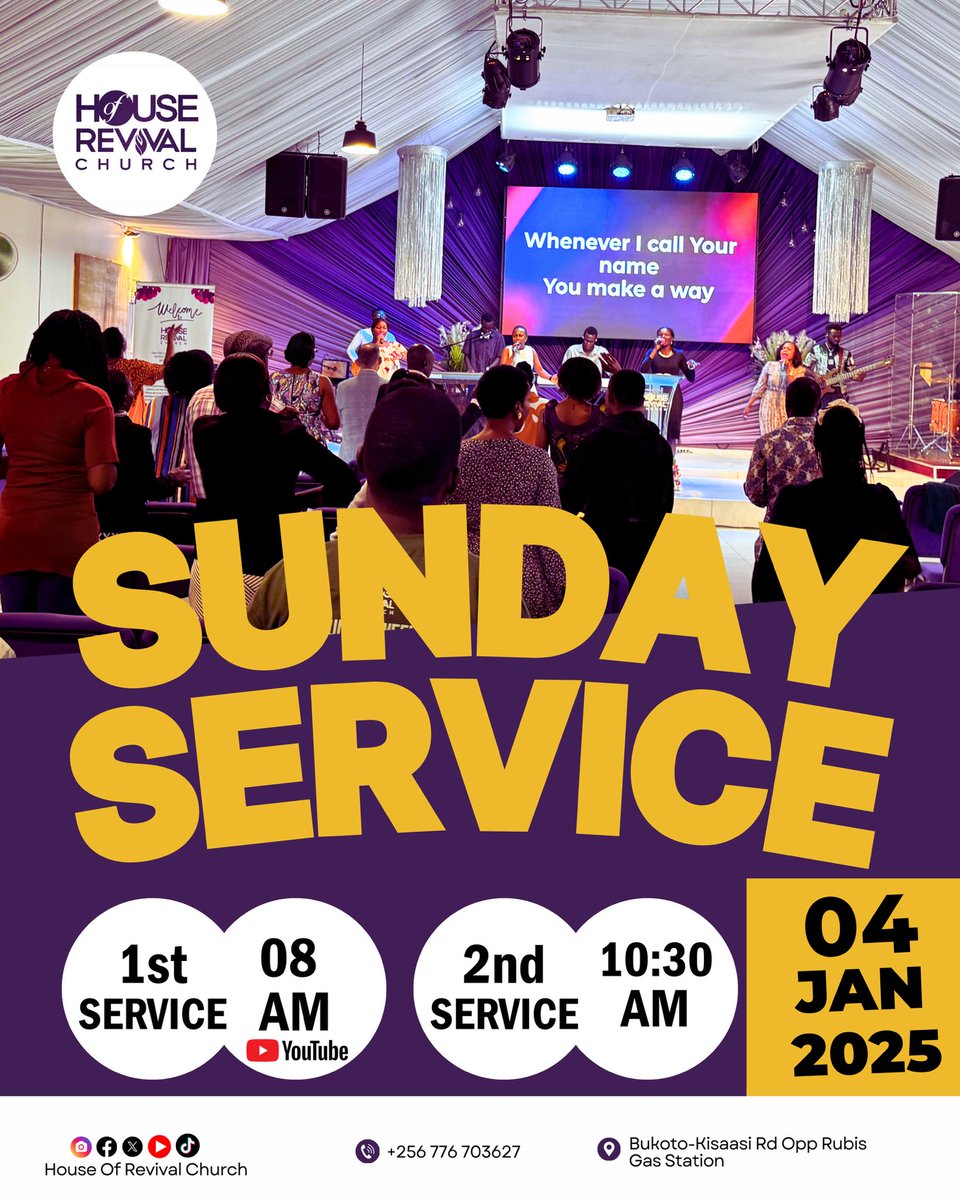 HOR_Ug's tweet photo. 🌟Join Us for Sunday Service!🌟
🕗1st Service: 8:00 AM (Also Streaming on YouTube)
🕥2nd Service: 10:30 AM
📍 Bukoto-Kisaasi Rd, Opp Rubis Gas Station
#HORSundayService https://t.co/BP9WzFL5DW