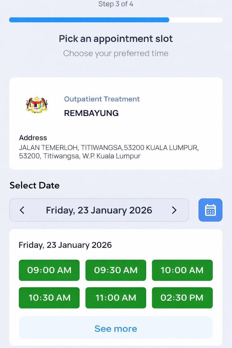 AzlilAdzif's tweet photo. Banyak lagi slot appointment REMBAYUNG ni https://t.co/eCaxHOgU7o