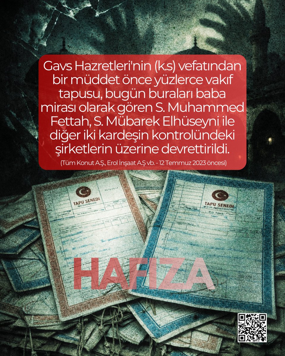 Hafıza | Gavs Hazretleri'nin (k.s) vefatından bir müddet önce yüzlerce vakıf tapusu şirketlerin üzerine devrettirildi.