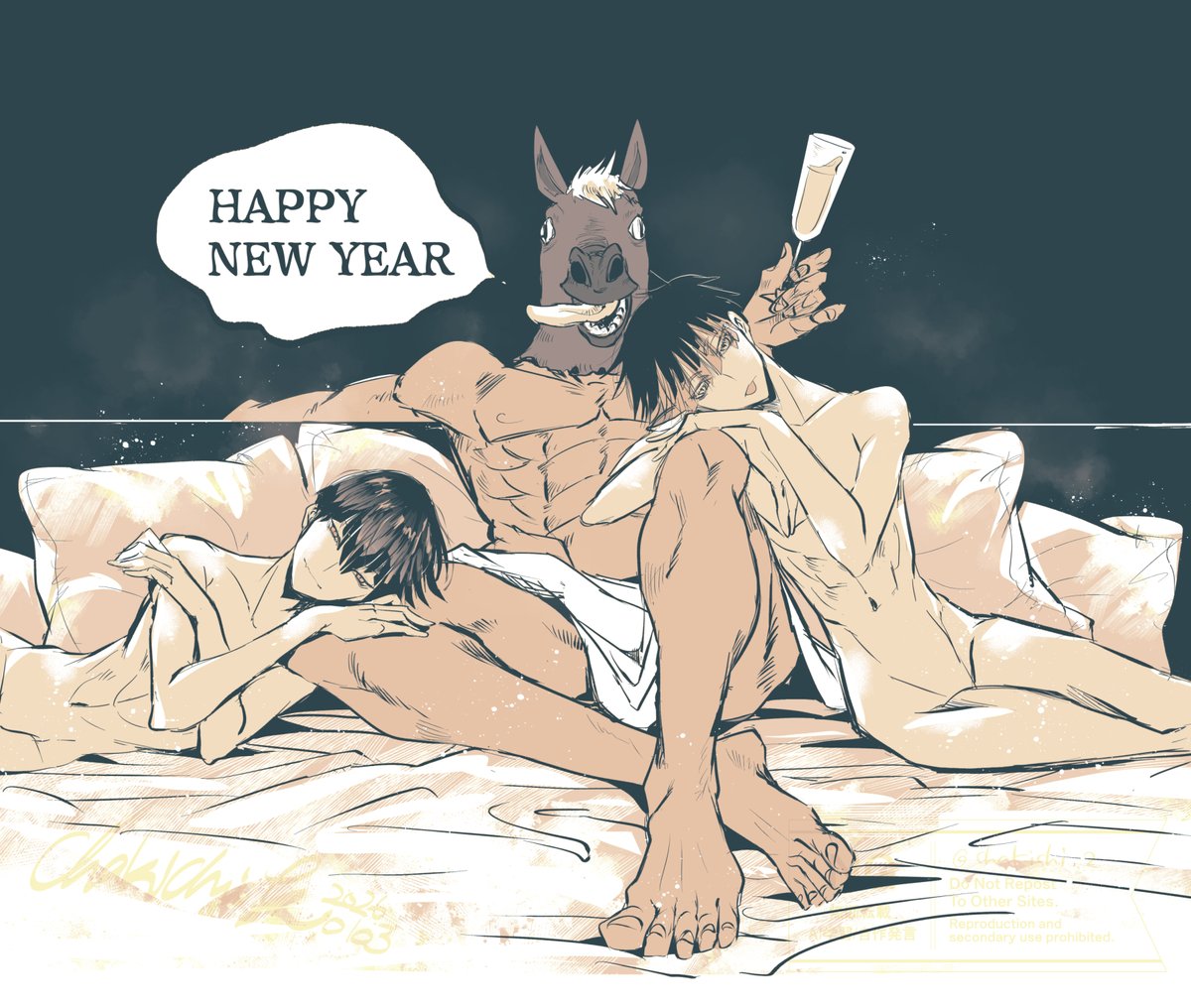 遅ればせながら明けましておめでとうございます。今年も若い男にスケベを強要する漫画をがんばりますのでよろしくお願いいたします。
