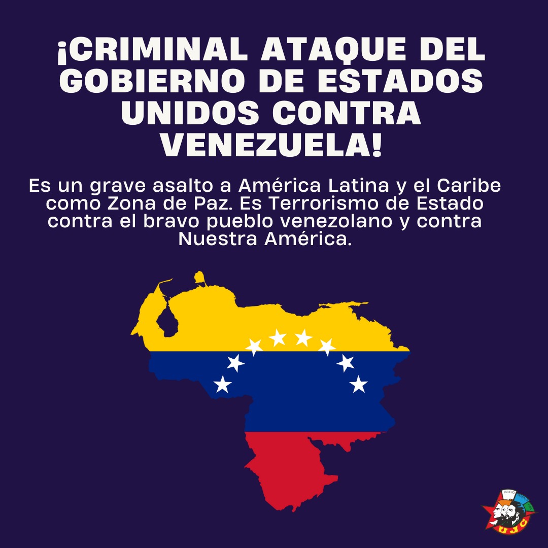 🇻🇪🇨🇺En nombre de las nuevas generaciones, denunciamos y demandamos de forma urgente la reacción de la comunidad internacional. No pueden permanecer impunes los actos de barbarie contra la soberanía e integridad territorial de Venezuela. 
#CubaConVenezuela