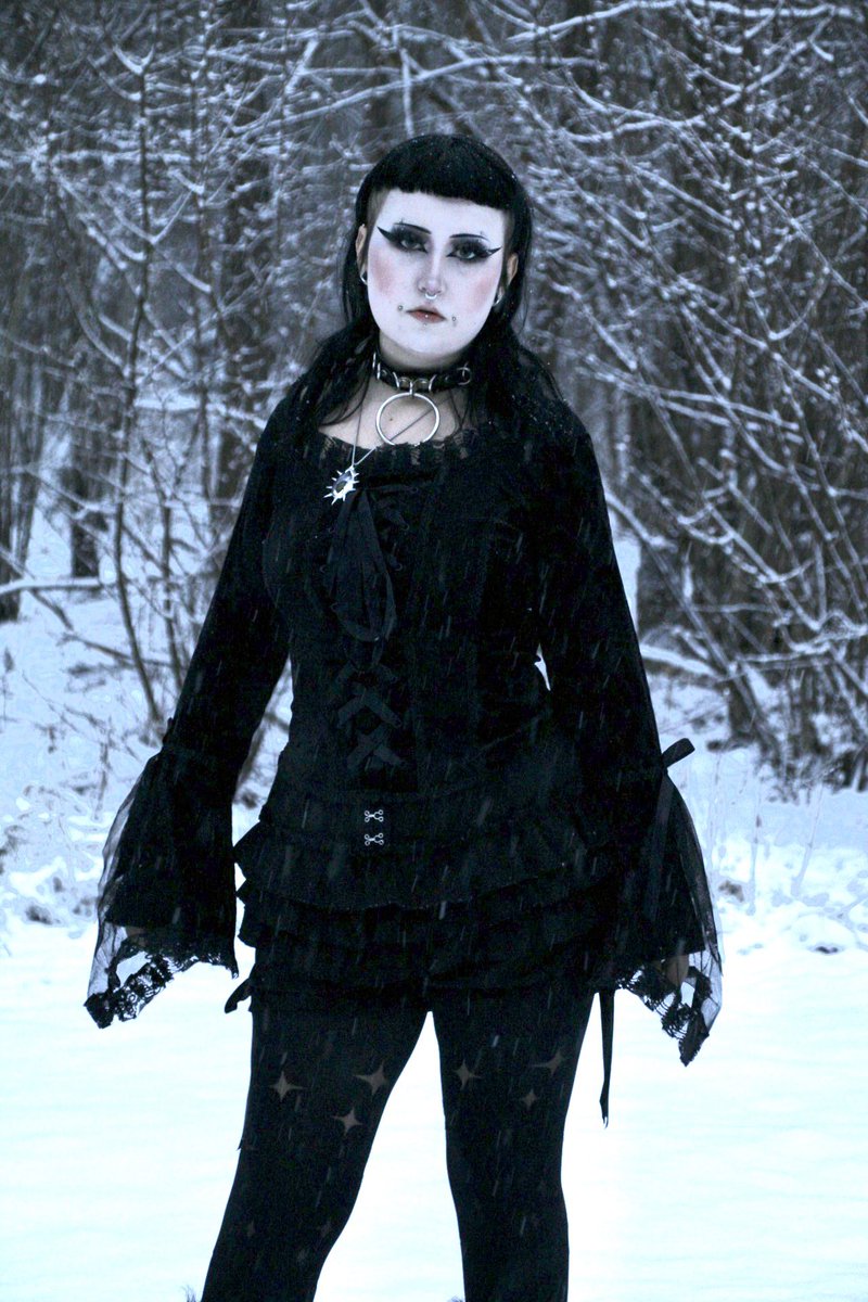 ❄️🪾🖤🧊

Collar: <a href="/killstar/">KILLSTAR</a> 
Necklace : @solder_alchemy 
Top : <a href="/empukofficial/">EMP UK</a> 
Tights : <a href="/snagtights/">snagtights</a>
Shoes: <a href="/Bershka/">BERSHKA</a> x <a href="/sanrio/">Sanrio</a> 

#goth #gothgirl #gothic #snow #snowstorm #twitch #twitchstreamer #smallstreamer #alt #alternativegirl #altgirl