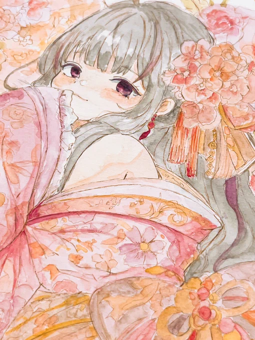 wip 完成したらヤフオクに出品予定です #イラスト #透明水彩 #アナログ絵