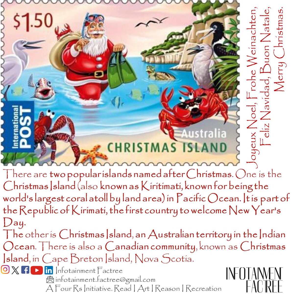 IFactree's tweet photo. #Christmas #ChristmasIsland #Kirimati #LargestAtoll #Quiz #InfotainmentFactree #YAYS #InterestingFacts #FourRs #YoungSPARKS #TheSPARKSChallenge #TheBiggestQuidnunc #CanadaQuiz #GTAquiz #torontoquiz https://t.co/8Kk0V5pDBf
