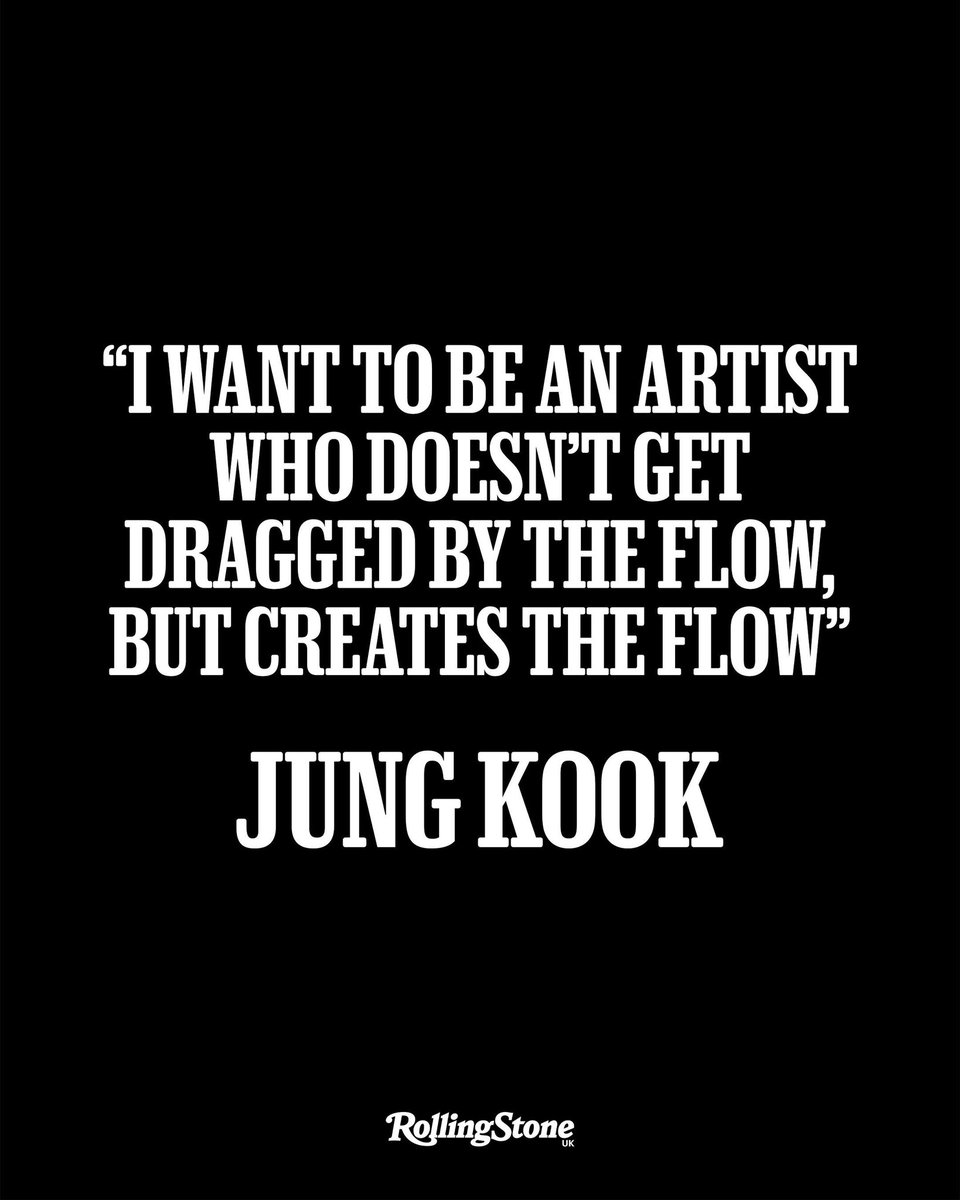 “Eu quero ser um artista que não é levado pelas tendências, mas que cria as próprias tendências” — Jungkook para Rolling Stone ❤️‍🔥 

#JungkookForRollingStone