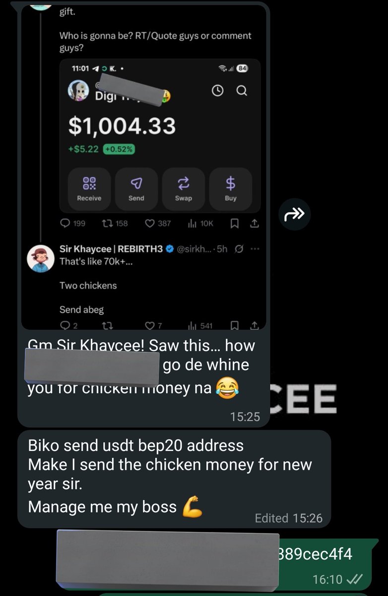sirkhaycee's tweet image. Everyone was celebrating Christmas eating chicken n all... buh I couldn't afford to get one💔

Voiced out to @DigiTektrades buh Idolo said I should starve💔💔... 

While starving, anon saw it and it touched anon❤️

Long story short, I'm no longer starving guys🙏